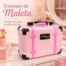 Kit Maquiagem Infantil Maleta Rosa Com Espelho Sombras Gloss Batom Acessórios Faz De Conta 1 Unidade