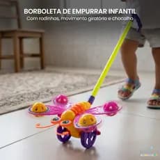 Brinquedo Primeiros Passos Bebe Borboleta De Empurrar Infantil Com Rodinhas Som Para Andar Brincando