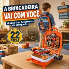 Kit Ferramentas Infantil 22 Peças Maleta Mochila Bancada Oficina Brinquedo Educativo Crianças