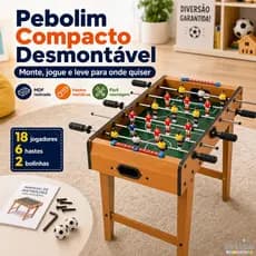 Mini Mesa Pebolim Infantil Totó 70cm Futebol De Mesa 18 Jogadores 6 Hastes 2 Bolinhas