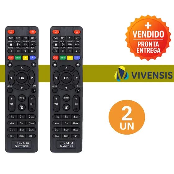 KIT 2 Controle Remoto Compatível Receptor Vivensis VX-10 Substituto LE-7343 Pronto Para Uso