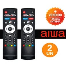 Kit 2 Controle Remoto Compatível Smart TV AIWA  Com Teclas Netflix YouTube Prime Vídeo Globo Play