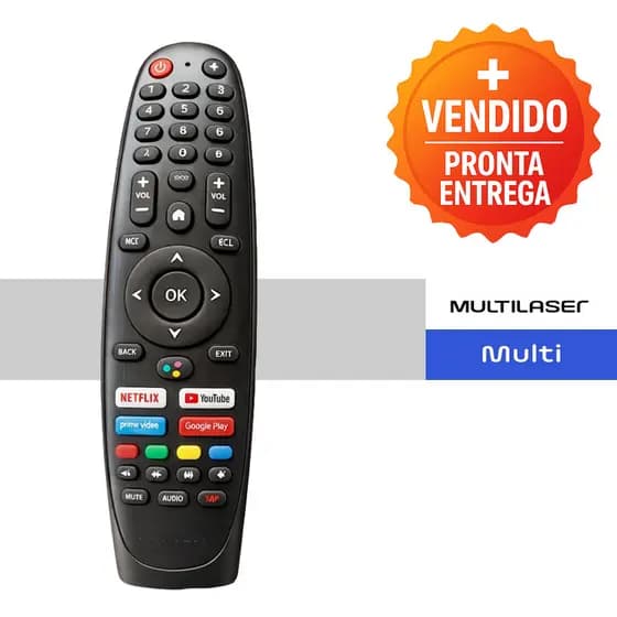 Controle Remoto Compatível Smart TV Multilaser Com Netflix YouTube Prime Video