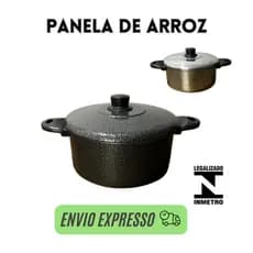 panela grande de arroz caçarola pequena preta ou alumínio com tampa tamanho 24cm,22,20,18,16,14
