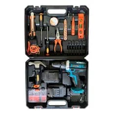 Parafusadeira Furadeira C/ 2 Baterias 21v Kit Ferramentas