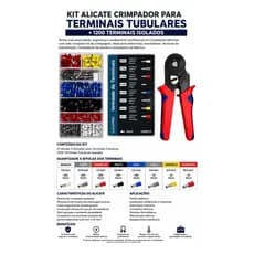 Alicate Crimpar Crimpador Terminal C/ 1200 Terminais Ilhós