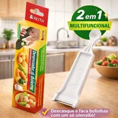 Descascador e Boleador 2 em 1 Keita Prático para Batata Frutas e Legumes Utensílio de Cozinha Branco