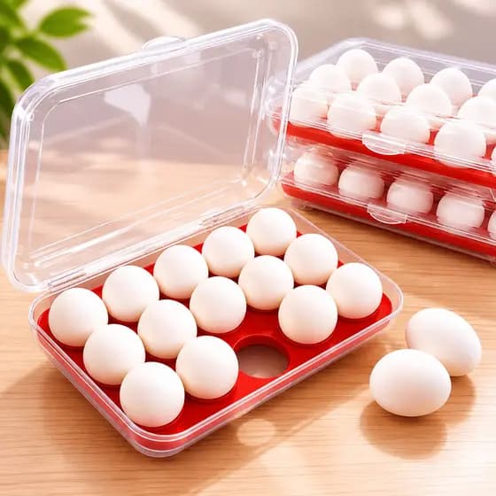 Porta Ovos Keita 15 Cavidades com Tampa – Organizador de Geladeira Empilhável