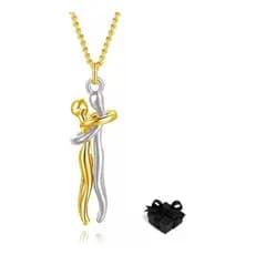 Kit Presente Dia dos Namorados Colar Pingente Abraço Banhado em Ouro 18k Joias Elegante Para Presentear Namorado