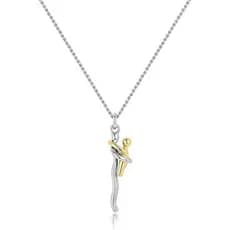 Colar Feminino Pingente Prata 925 Banho 18K Mãe e Filha, Presente Dia Mães e Dia dos Namorados com Caixa