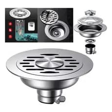 Ralo Inox Redondo 10cm/12cm/15cm Válvula Automática-Anti Baratas,não Deixa Cheiro Vazar,Fácil Instalação