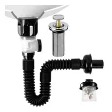 Tubo de Drenagem Flexível Kit Sifão Lavatório Anti Odor Torneira Cozinha Chuveiro Instalação Simples Tampa Flip / Mola