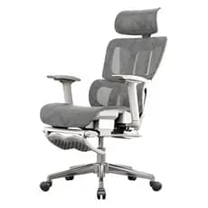 Cadeira Escritório Ergonômica Executiva Premium XLMI Cosy T03 Cor Branco Cinza Material do estofamento Mesh