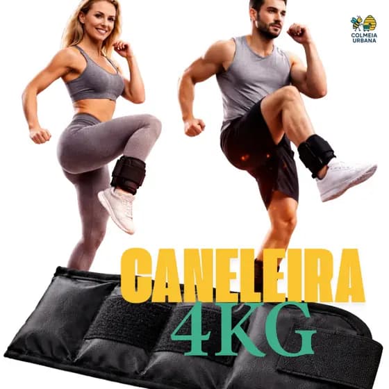 Academia Fitness Treino de Perna Tornozeleira Profissional 4kg Par Caneleira de Peso