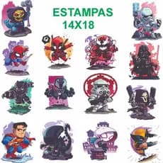 DTF Pronto Para Estampar Impressão Pronta So Aplicar 14 Imagens 14x18 Premium Promoção Envio no Mesmo Dia