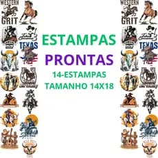 DTF Impressão Com Estampas Prontas Para Camisetas e Tecidos Variados Country 14 Estampas 14X18 Promoção Envio Rapido