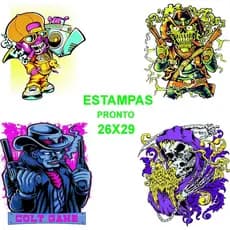 DTF Pronto Impressao Para Estampar Impressão Pronta So Aplicar 4 Imagens 26x29 Premium Promoção Envio no Mesmo Dia