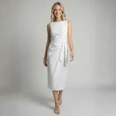 Vestido Alfaiataria Midi em Linho com Amarração Lateral Elegante
