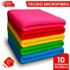 Kit 10 Panos Microfibra Para Limpeza 30x30cm Multiuso Alta Absorção