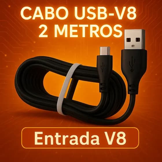 Cabo USB Carregador 2 Metros Entrada V8 Fio Resistente Carregamento Rápido