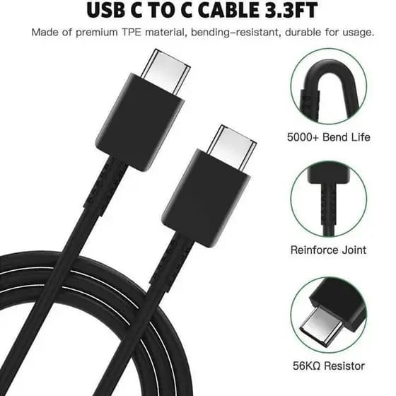 Cabo Turbo Tipo C para USB C - A32 A70 A71 A80 Note 20 S21 S24 M54  Compatível com Samsung e Redmi
