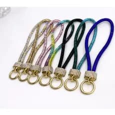 Alça para Celular com Strass Brilhante + Argola Dourada| Chaves Bolsa Luxo