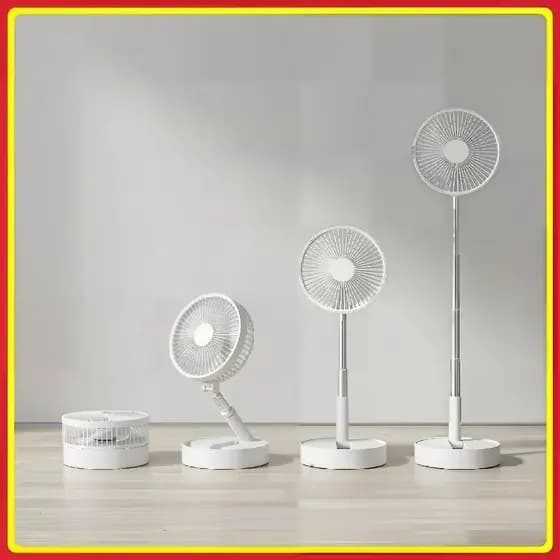 Ventilador  Portátil Dobrável 3 Velocidades Recarregável USB Retrátil Mesa Coluna Forte Silencioso