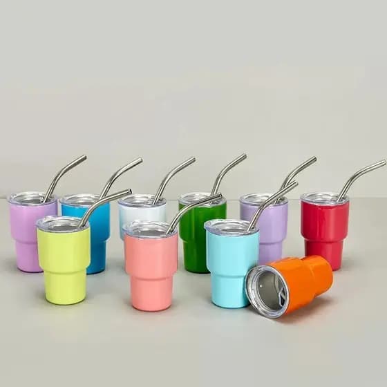 Kit 30 Mini Copo Térmico C/ Canudo, 90ml, Aço Inox.Taça de vinho,,Kit 30 Mini Copo 90ml