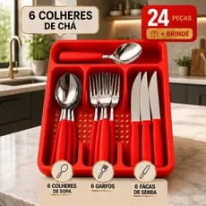 Jogo de Talheres Inox 24 Peças com Brinde Ideal para Uso Diário e Festas Cozinha