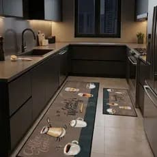 Jogo de tapetes cozinha 2 peças com material resistente e antiderrapante