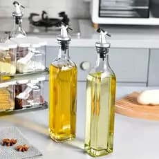 Kit 2 Galheteiro Vidro 500ml Bico Dosador Porta Azeite Vinagre Molho Shoyu Pimenta Cozinha Culinária