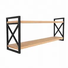 Estante de Parede Dupla Industrial com Armação em X Moderno para Sala/Escritório/Cozinha