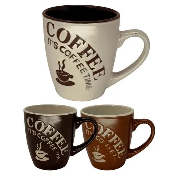 Caneca Cerâmica 240ml Coffee Rústica Marrom Branco Caramelo Café Chá Cappuccino Presente Decoração