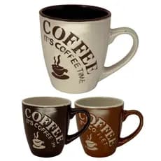 Caneca Cerâmica 240ml Coffee Rústica Marrom Branco Caramelo Café Chá Cappuccino Presente Decoração