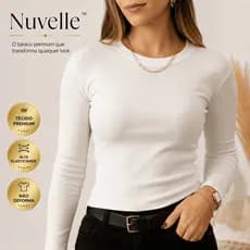 Blusa Canelada Feminina Manga Longa Premium Nuvele Básica Elegante Casual