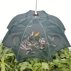 Armadilha Covo Peixe Isca Viva Lambaris Camarões 90x90cm/ peixes com 8 entradas Rede Retrátil