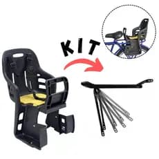 Kit Cadeirinha Infantil Traseira Para Bicicleta Bike + Bagageiro Garupa Suporte Articulado Mtb