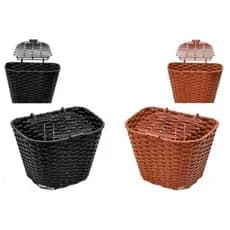 Cestinha Cesta Retrô Para Bicicleta Bike Com Tampa Modelo Reforçado, Marrom e Preto
