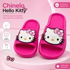 Chinelo Slide Nuvem Infantil Feminino Personagem Hello Kitty Casual Dia a Dia Leve Macio Flexível Confortável Divertido