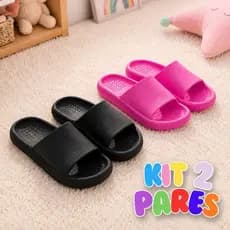 Kit 2 Pares Chinelo Slide Nuvem Infantil Menina Menino Básico Casual Dia a Dia Leve Macio Flexível Confortável