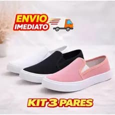 Tênis Iate Feminino Kit 3 Pares Calce Fácil Passeio - Envio Imediato