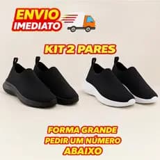 Tênis Meia Calce Fácil Kit 2 Pares Super Leve - Envio Imediato