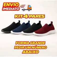 Tênis Meia Calce Fácil Caminhada Academia - Envio Imediato - Kit 4 Pares