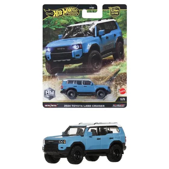 Hot Wheels Carro Cultura Off-Road 2024 Toyota Land Cruiser Veículo Brinquedo Mini Carro 3 anos ou mais Azul JBK52