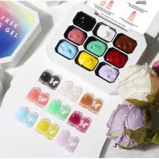 Paleta De Gel De Pintura Gradiente De 9 Cores, para Manicures, Decoração em Unhas de Gel