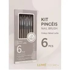 Kit 6 Pincéis Para Arte De Unhas Conjunto De Ferramentas Desenho De Poliento Dme Gel