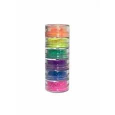 Kit Com 6 Cores Torre De Pó Neon, Fluorescente, Para Pigmentação Florescente Unhas Brilha, Manicures