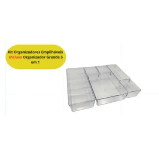 Kit 6 Organizador Multifuncional Com Divisórias Modular - Plastutti