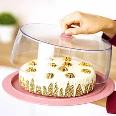 Boleira Porta Bolo e Tortas Plastutti Com Tampa Prática - Rosê