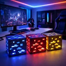 Luminária De Mesa Cubo Minecraft 12cm